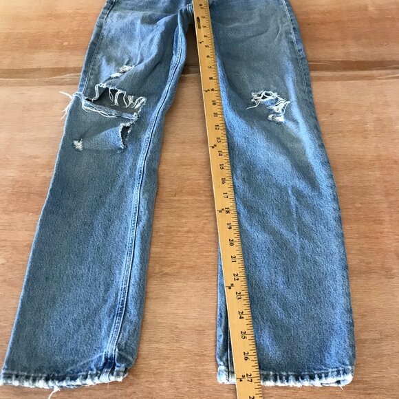 AGOLDE 90s Boyfriend Jeans Women 23 Blue High Rise Distressed Button Fly - Picture 8 of 14